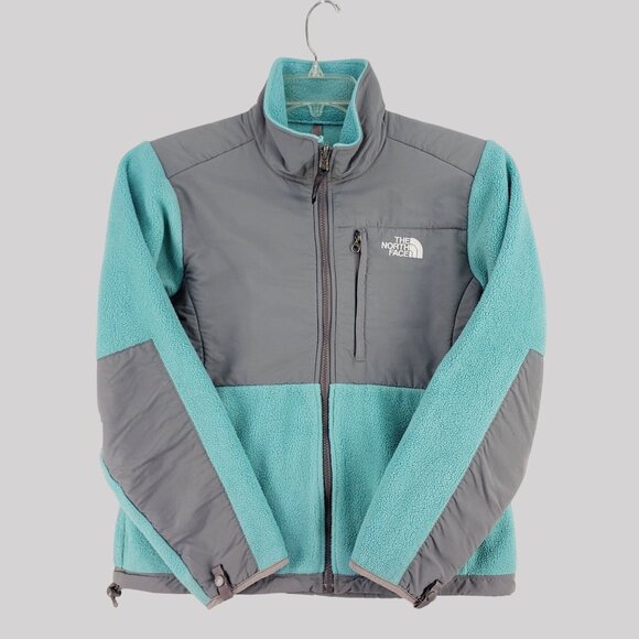 The North Face Womens Turquoise & Gray Full-Zip Fleece Jacket Size S - Picture 1 of 9